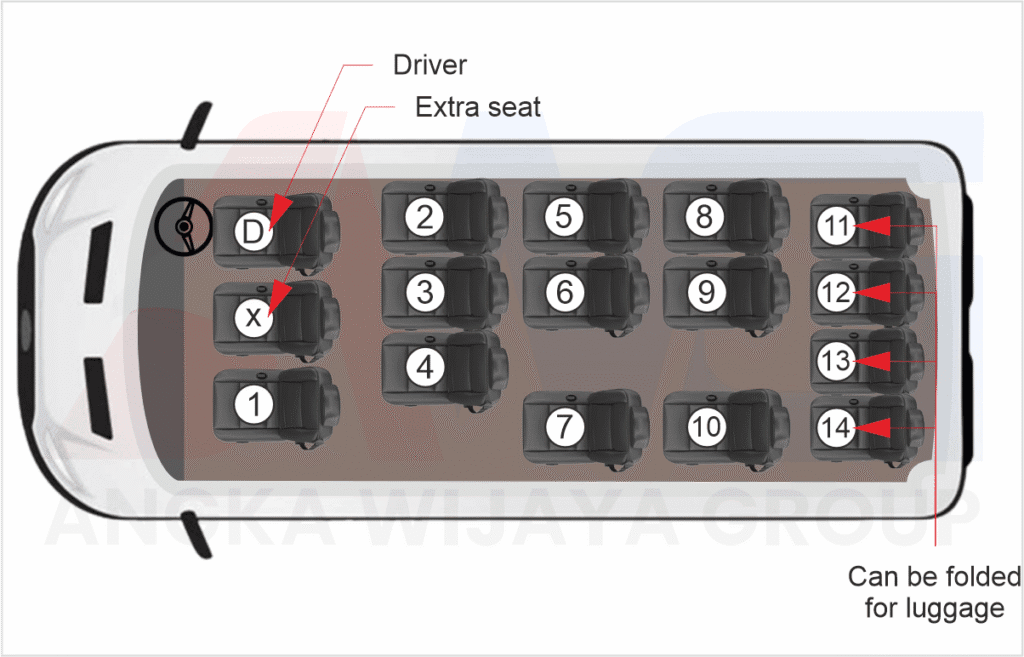 Toyota HiAce Commuter 14 seater layout