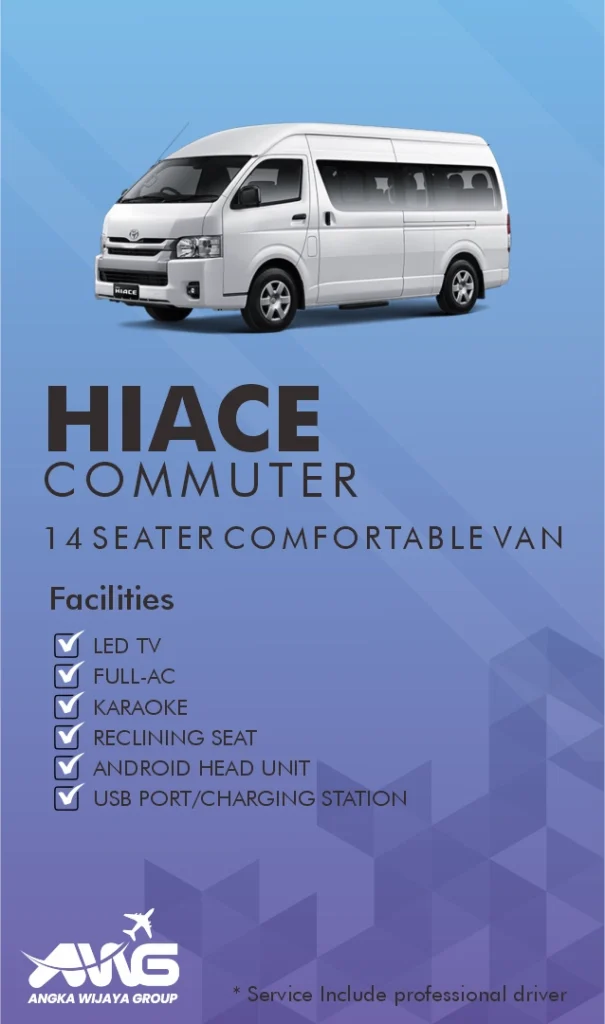 AWG Trans car rental and travel agency, provide toyota hiace commuter 14 seater for family, group or business.
